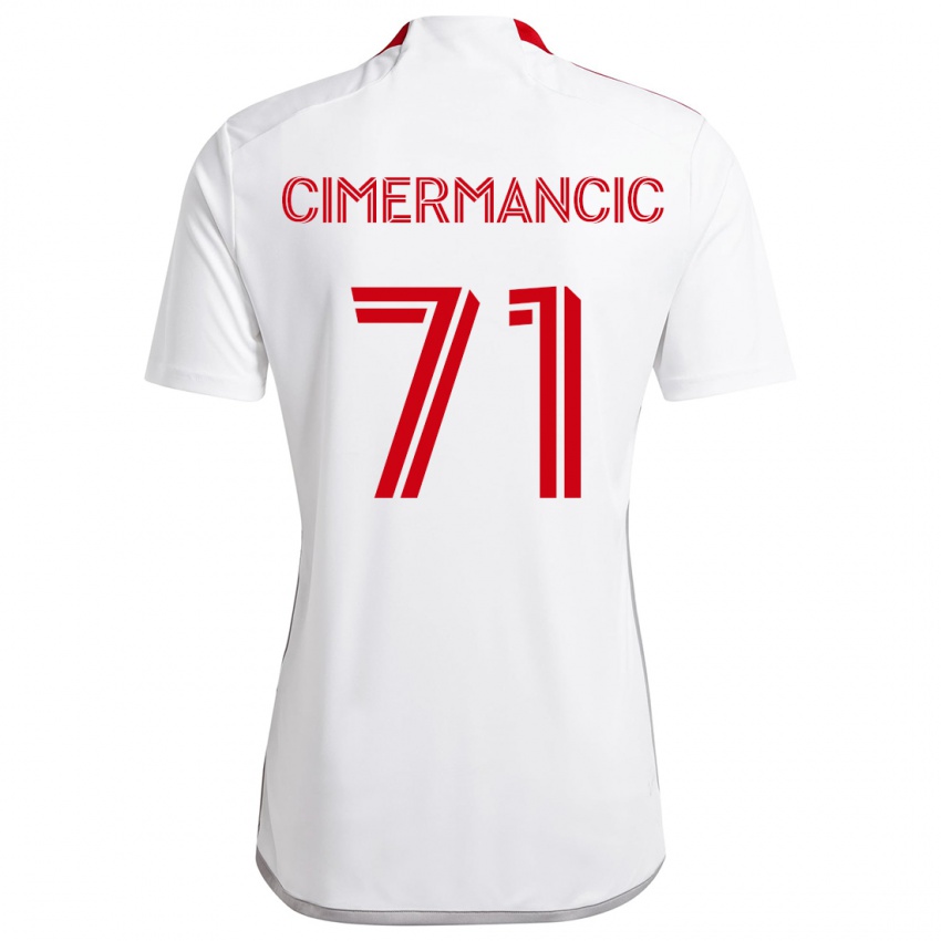 Niño Camiseta Markus Cimermancic #71 Blanco Rojo 2ª Equipación 2024/25 La Camisa Perú