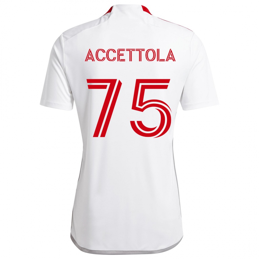 Niño Camiseta Luca Accettola #75 Blanco Rojo 2ª Equipación 2024/25 La Camisa Perú