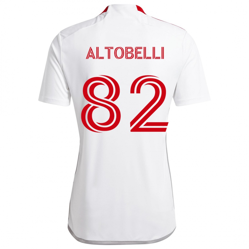 Niño Camiseta Julian Altobelli #82 Blanco Rojo 2ª Equipación 2024/25 La Camisa Perú