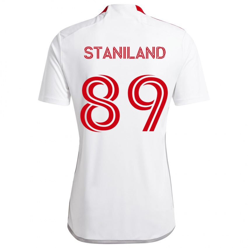 Niño Camiseta Charlie Staniland #89 Blanco Rojo 2ª Equipación 2024/25 La Camisa Perú