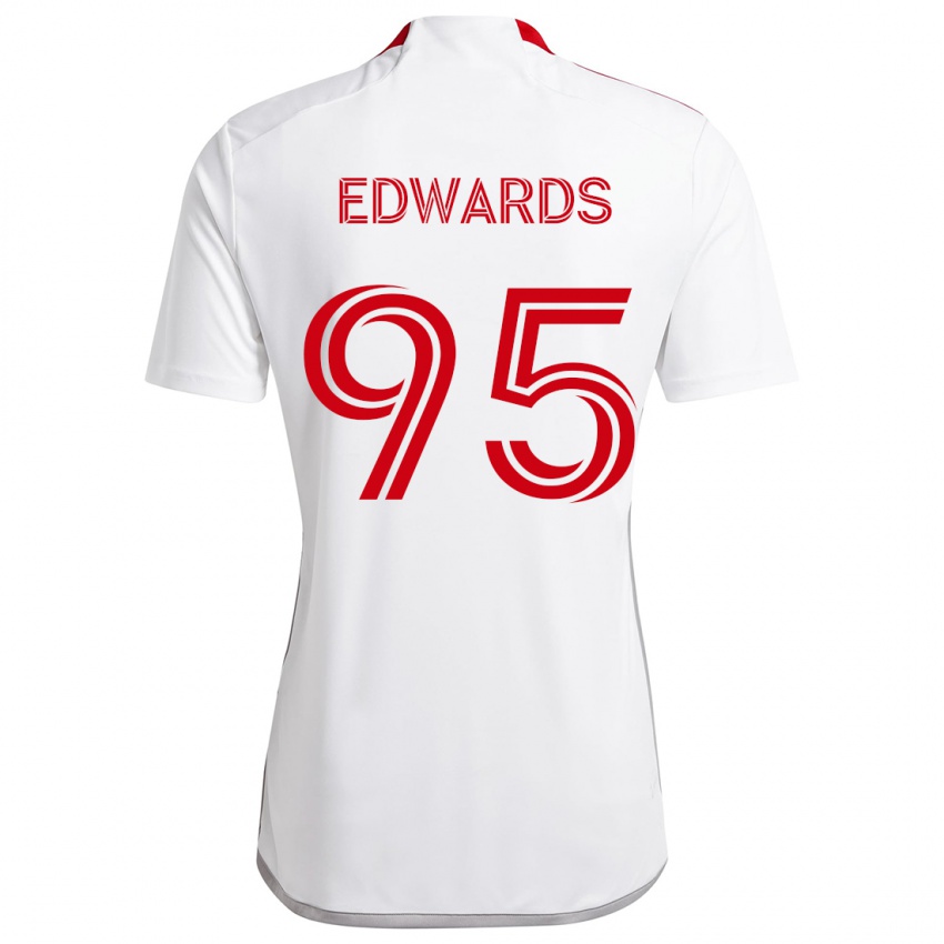 Niño Camiseta Nathaniel Edwards #95 Blanco Rojo 2ª Equipación 2024/25 La Camisa Perú