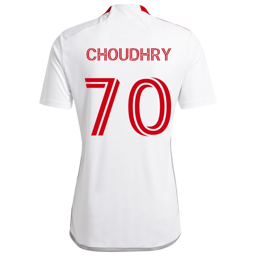 Niño Camiseta Benjamin Choudhry #70 Blanco Rojo 2ª Equipación 2024/25 La Camisa Perú