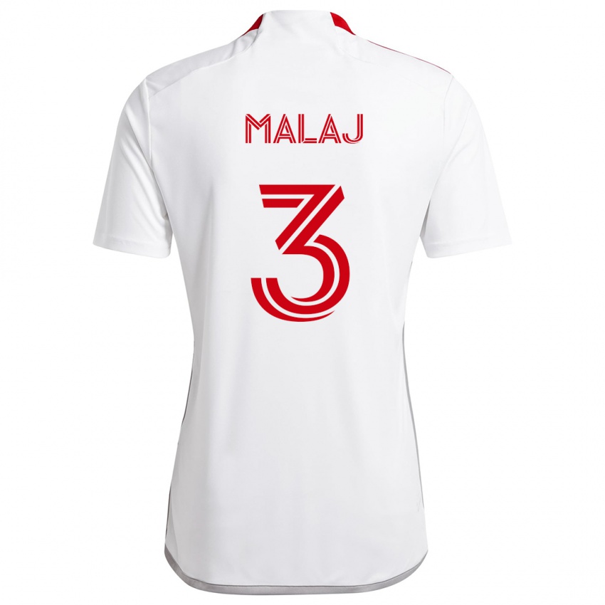 Niño Camiseta Albert Malaj #3 Blanco Rojo 2ª Equipación 2024/25 La Camisa Perú