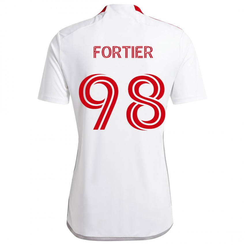 Niño Camiseta Kristjan Fortier #98 Blanco Rojo 2ª Equipación 2024/25 La Camisa Perú