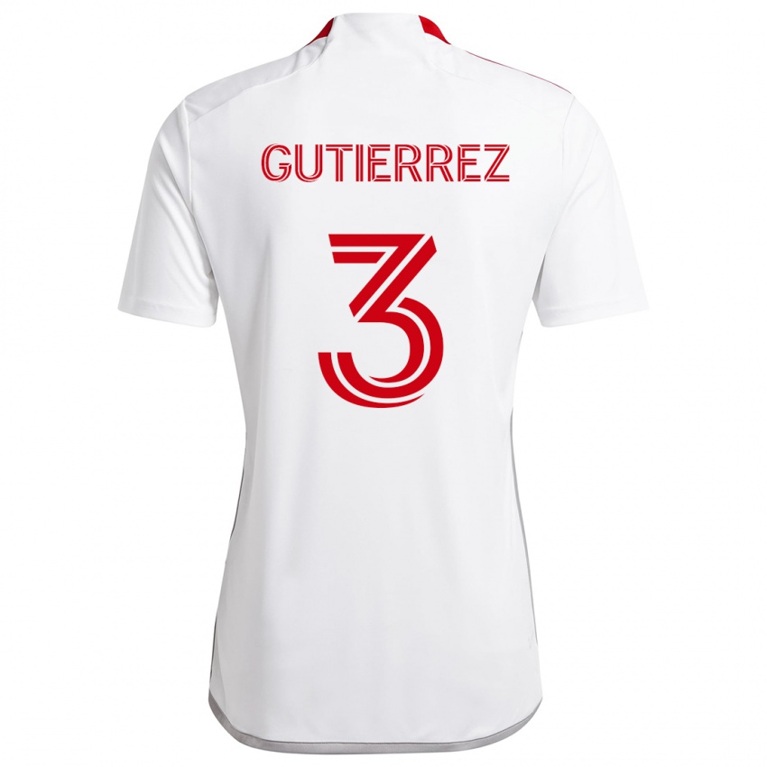 Niño Camiseta Cristián Gutiérrez #3 Blanco Rojo 2ª Equipación 2024/25 La Camisa Perú