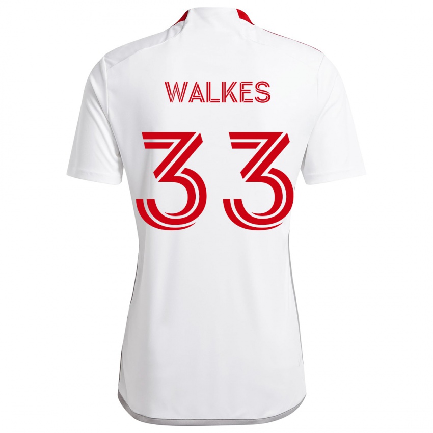 Niño Camiseta Reshaun Walkes #33 Blanco Rojo 2ª Equipación 2024/25 La Camisa Perú