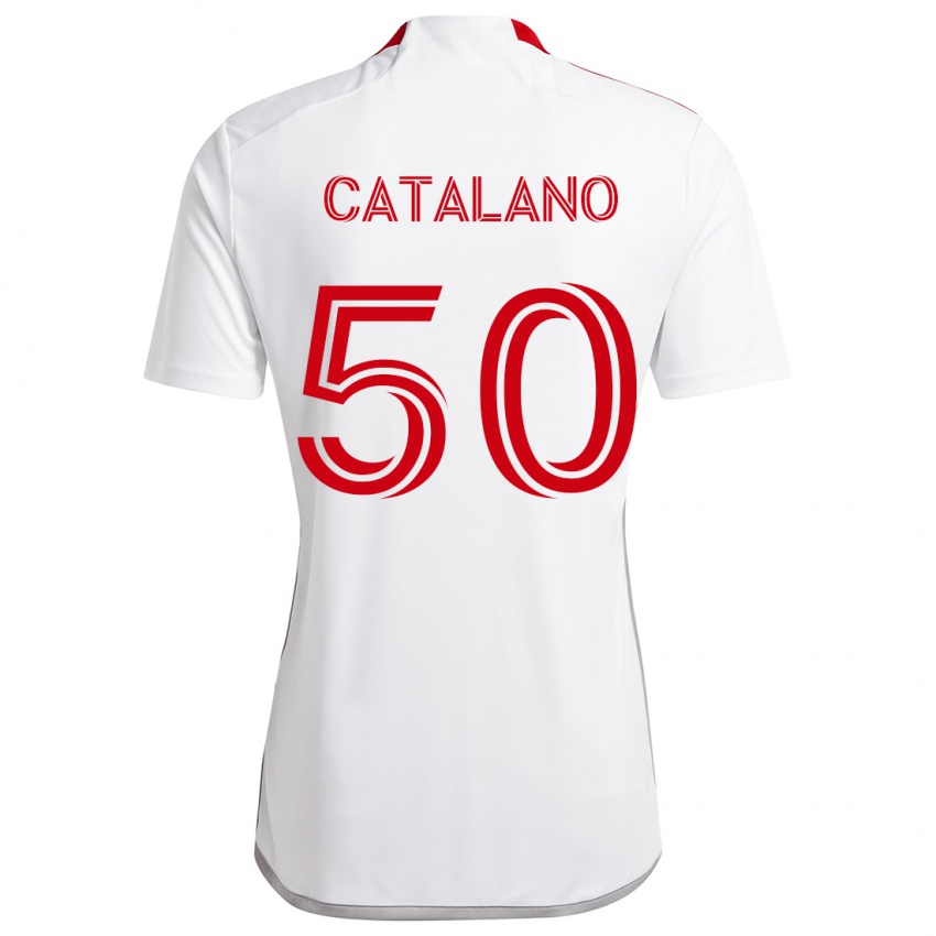 Niño Camiseta Gianluca Catalano #50 Blanco Rojo 2ª Equipación 2024/25 La Camisa Perú