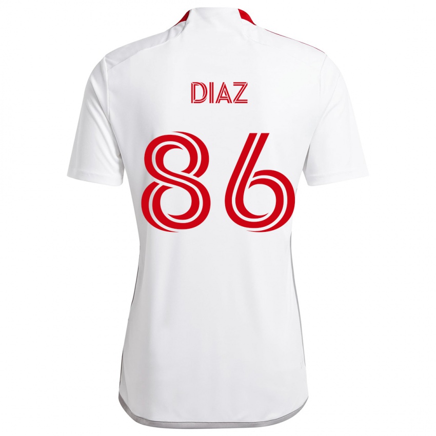 Niño Camiseta Alec Díaz #86 Blanco Rojo 2ª Equipación 2024/25 La Camisa Perú