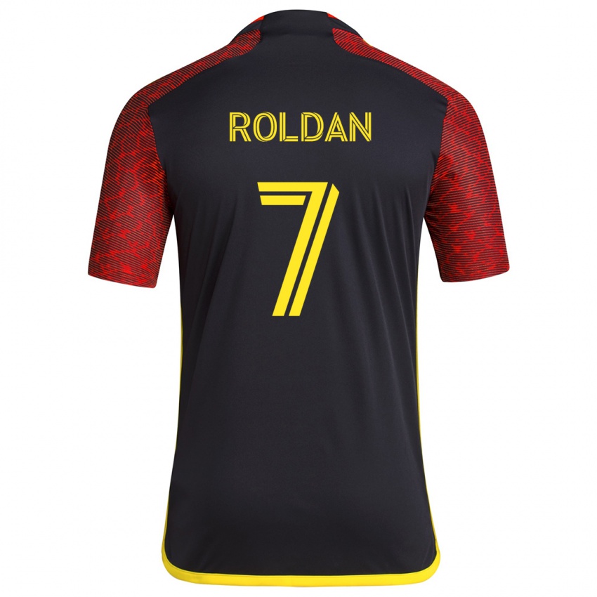 Niño Camiseta Cristian Roldán #7 Negro Rojo 2ª Equipación 2024/25 La Camisa Perú