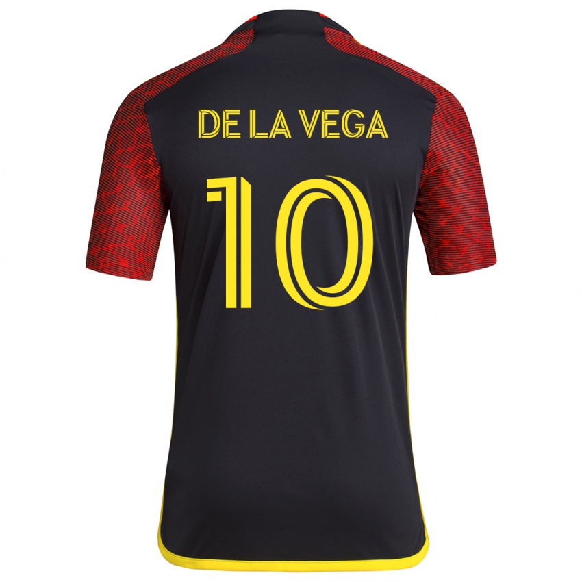 Niño Camiseta Pedro De La Vega #10 Negro Rojo 2ª Equipación 2024/25 La Camisa Perú