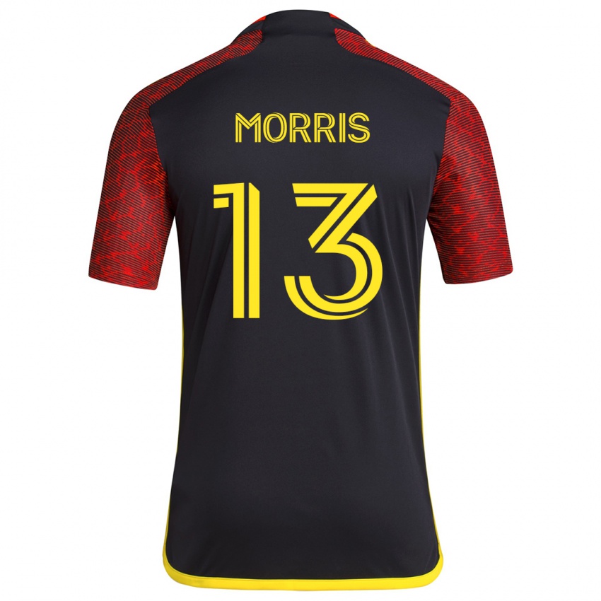 Niño Camiseta Jordan Morris #13 Negro Rojo 2ª Equipación 2024/25 La Camisa Perú