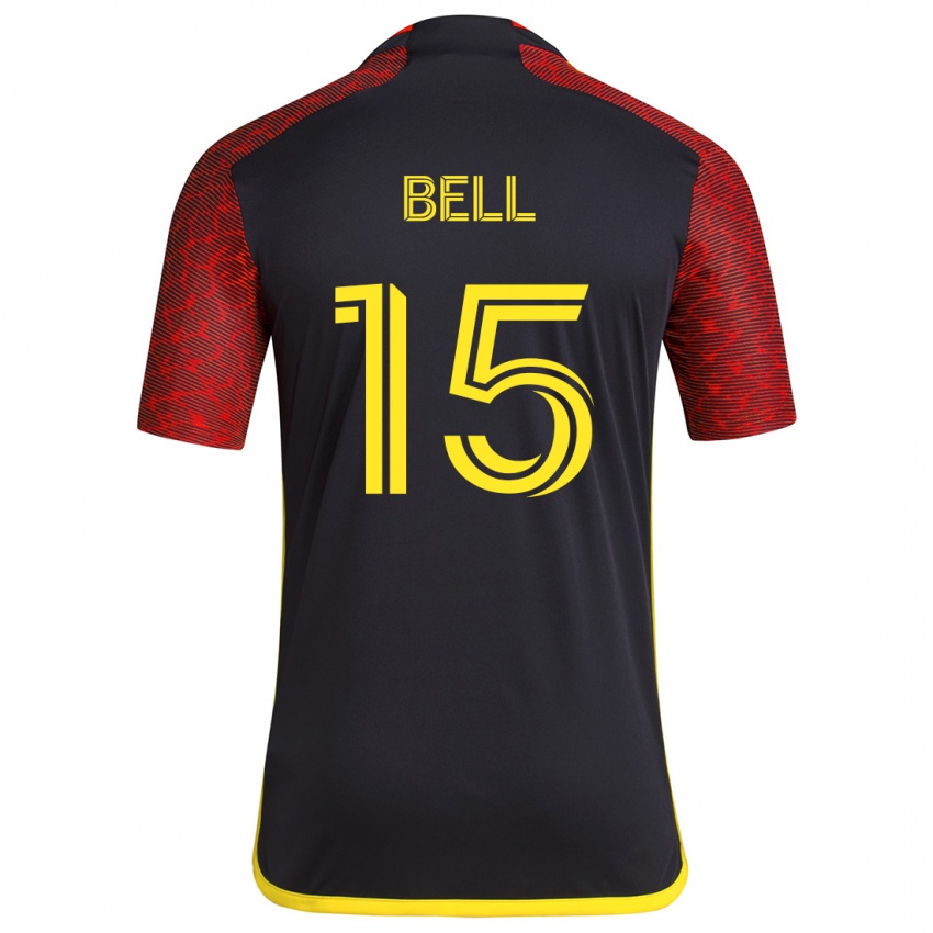 Niño Camiseta Jon Bell #15 Negro Rojo 2ª Equipación 2024/25 La Camisa Perú