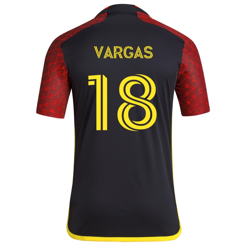 Niño Camiseta Obed Vargas #18 Negro Rojo 2ª Equipación 2024/25 La Camisa Perú