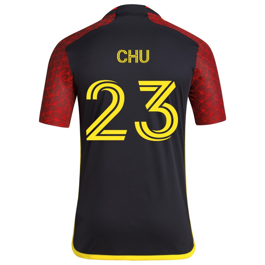 Niño Camiseta Léo Chú #23 Negro Rojo 2ª Equipación 2024/25 La Camisa Perú