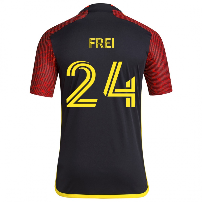 Niño Camiseta Stefan Frei #24 Negro Rojo 2ª Equipación 2024/25 La Camisa Perú