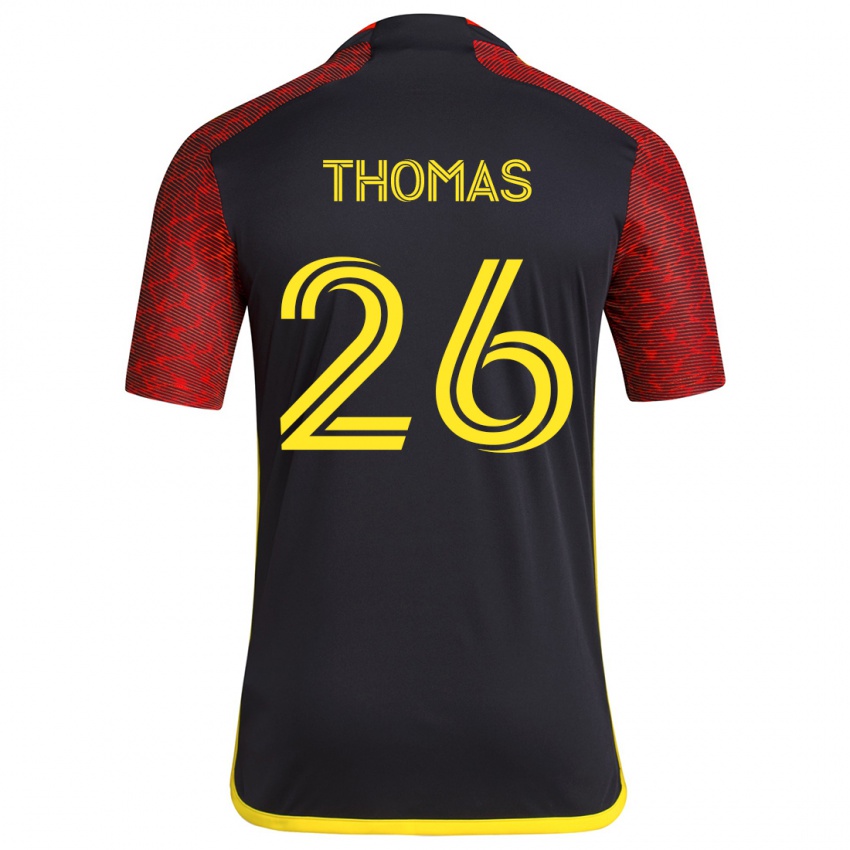 Niño Camiseta Andrew Thomas #26 Negro Rojo 2ª Equipación 2024/25 La Camisa Perú