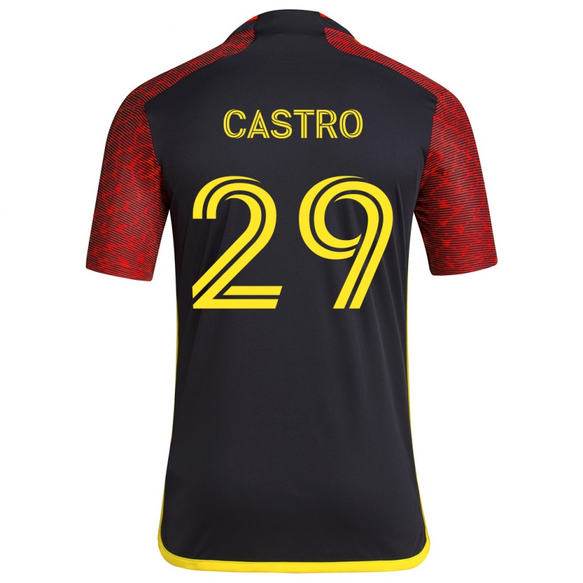 Niño Camiseta Jacob Castro #29 Negro Rojo 2ª Equipación 2024/25 La Camisa Perú