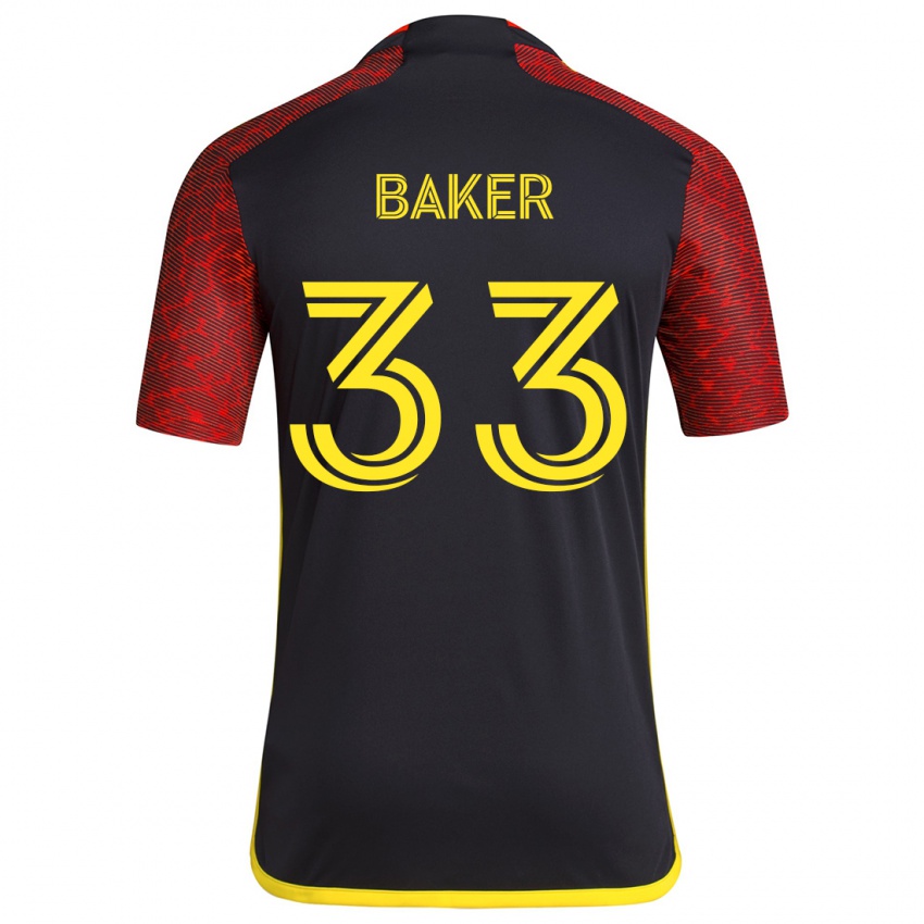 Niño Camiseta Cody Baker #33 Negro Rojo 2ª Equipación 2024/25 La Camisa Perú