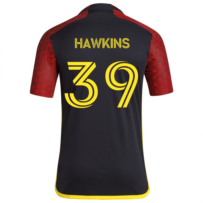 Niño Camiseta Stuart Hawkins #39 Negro Rojo 2ª Equipación 2024/25 La Camisa Perú