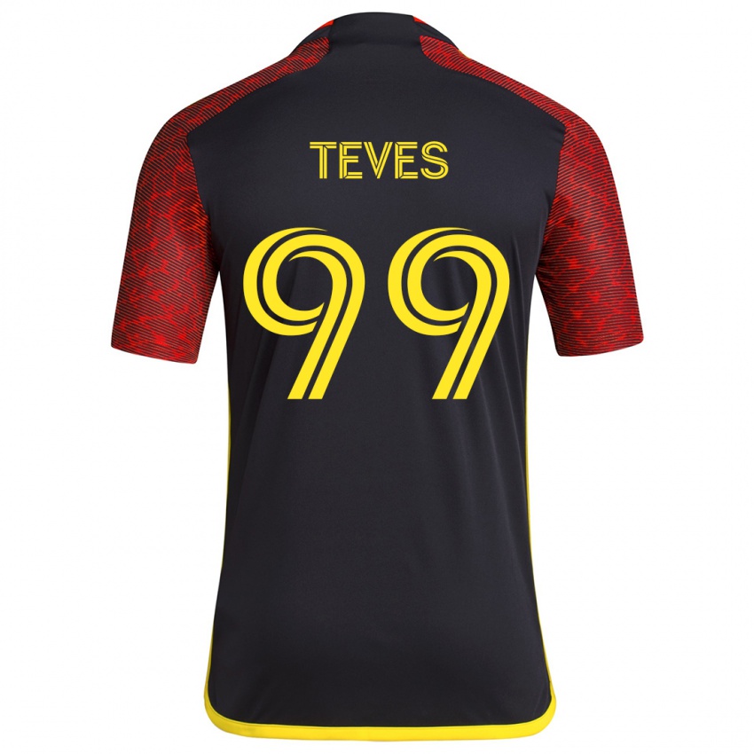 Niño Camiseta Dylan Teves #99 Negro Rojo 2ª Equipación 2024/25 La Camisa Perú