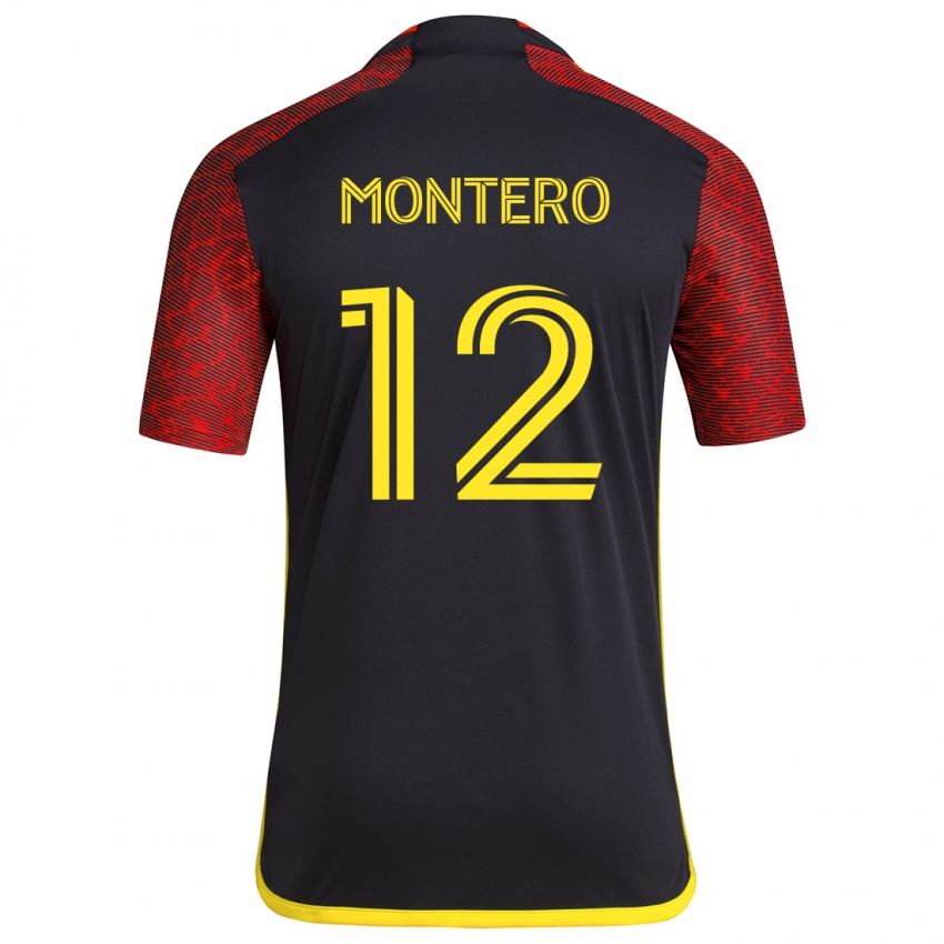 Niño Camiseta Fredy Montero #12 Negro Rojo 2ª Equipación 2024/25 La Camisa Perú