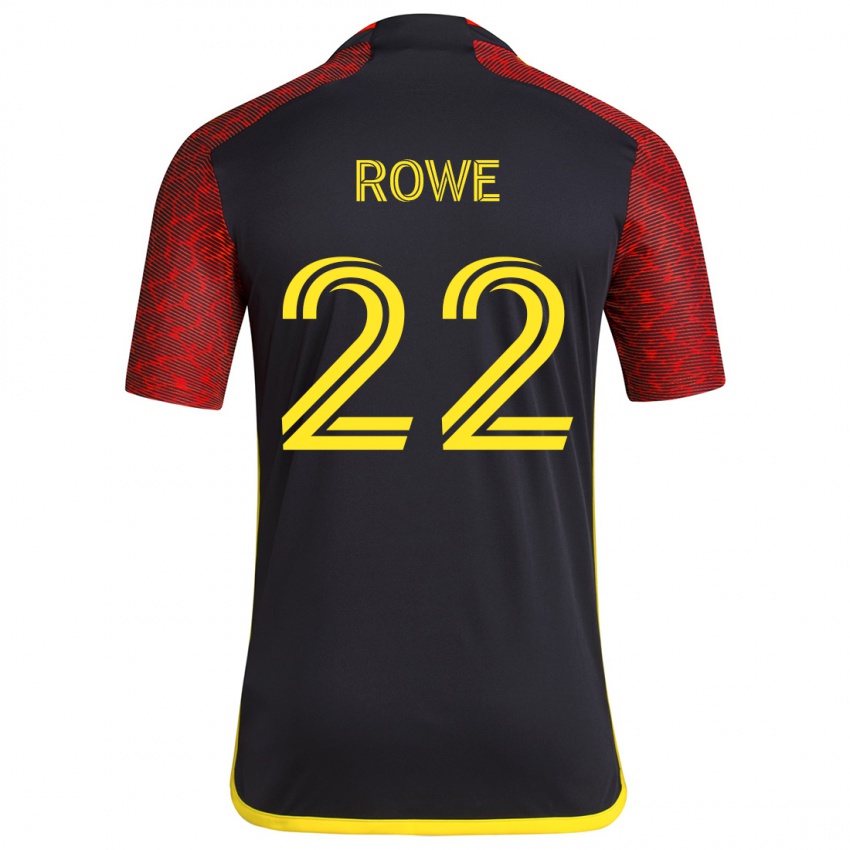 Niño Camiseta Kelyn Rowe #22 Negro Rojo 2ª Equipación 2024/25 La Camisa Perú