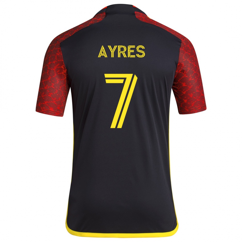 Niño Camiseta Melina Ayres #7 Negro Rojo 2ª Equipación 2024/25 La Camisa Perú