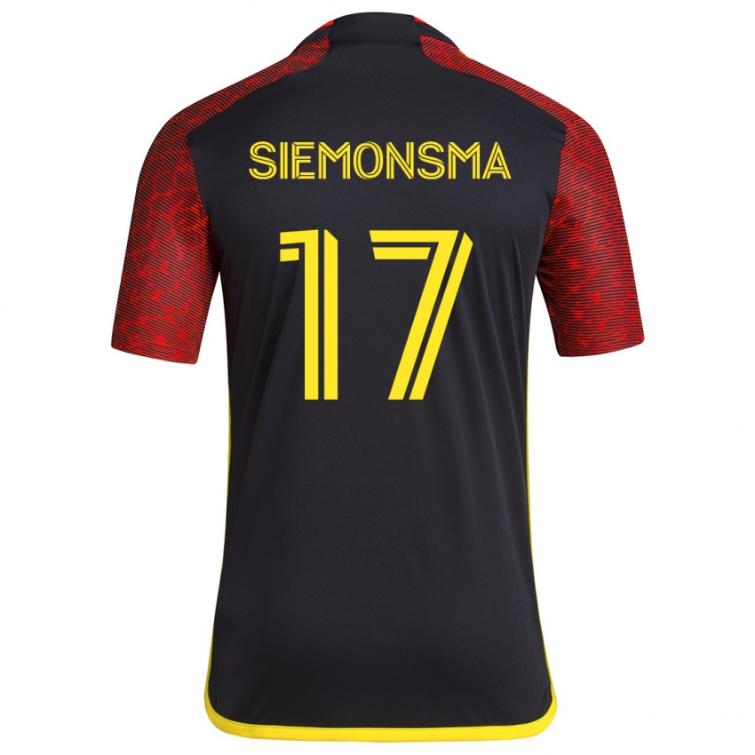 Niño Camiseta Sianna Siemonsma #17 Negro Rojo 2ª Equipación 2024/25 La Camisa Perú