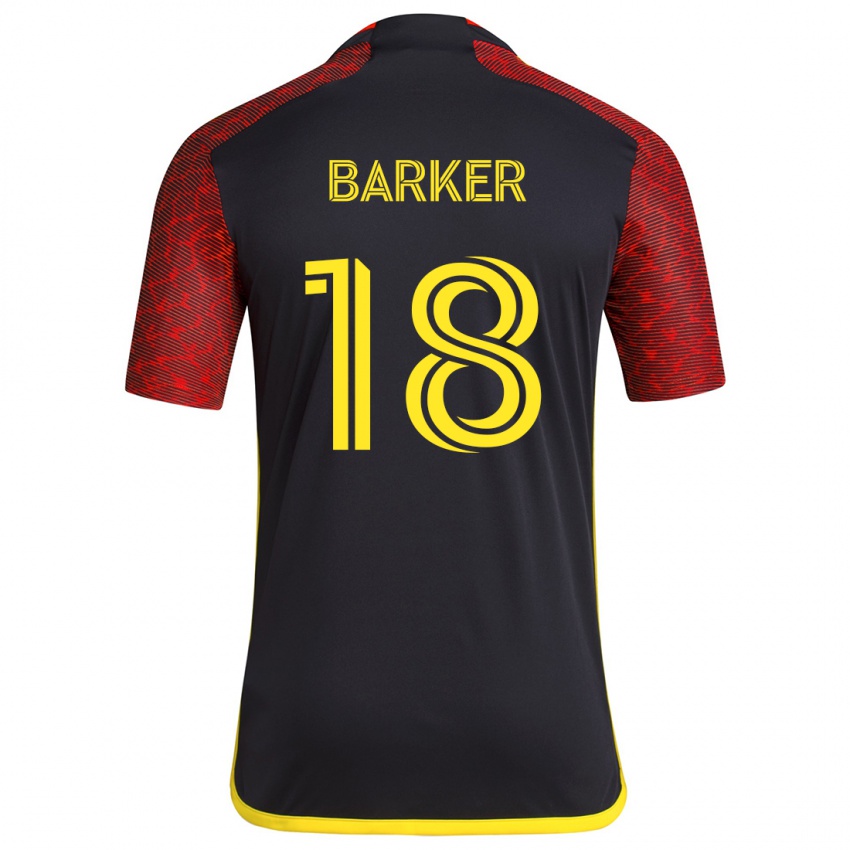 Niño Camiseta Alicia Barker #18 Negro Rojo 2ª Equipación 2024/25 La Camisa Perú