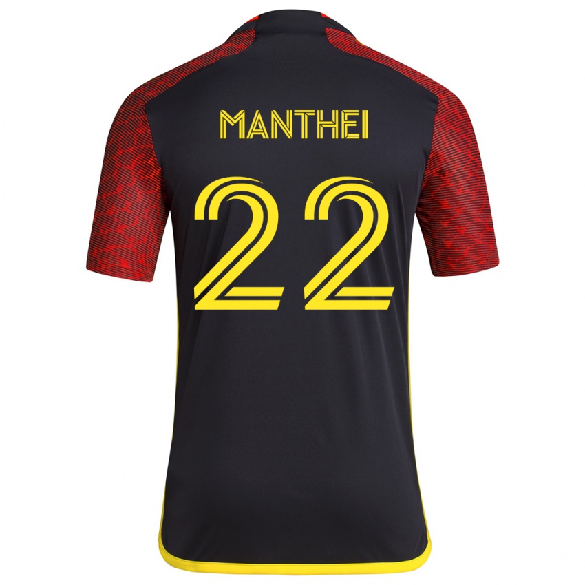 Niño Camiseta Leahi Manthei #22 Negro Rojo 2ª Equipación 2024/25 La Camisa Perú