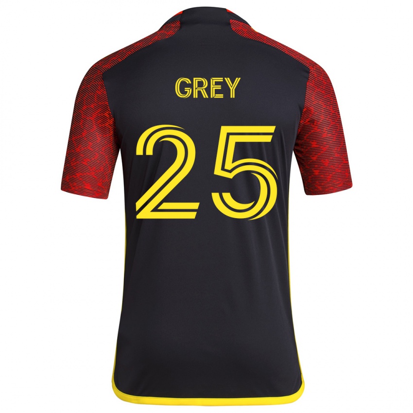 Niño Camiseta Mireya Grey #25 Negro Rojo 2ª Equipación 2024/25 La Camisa Perú