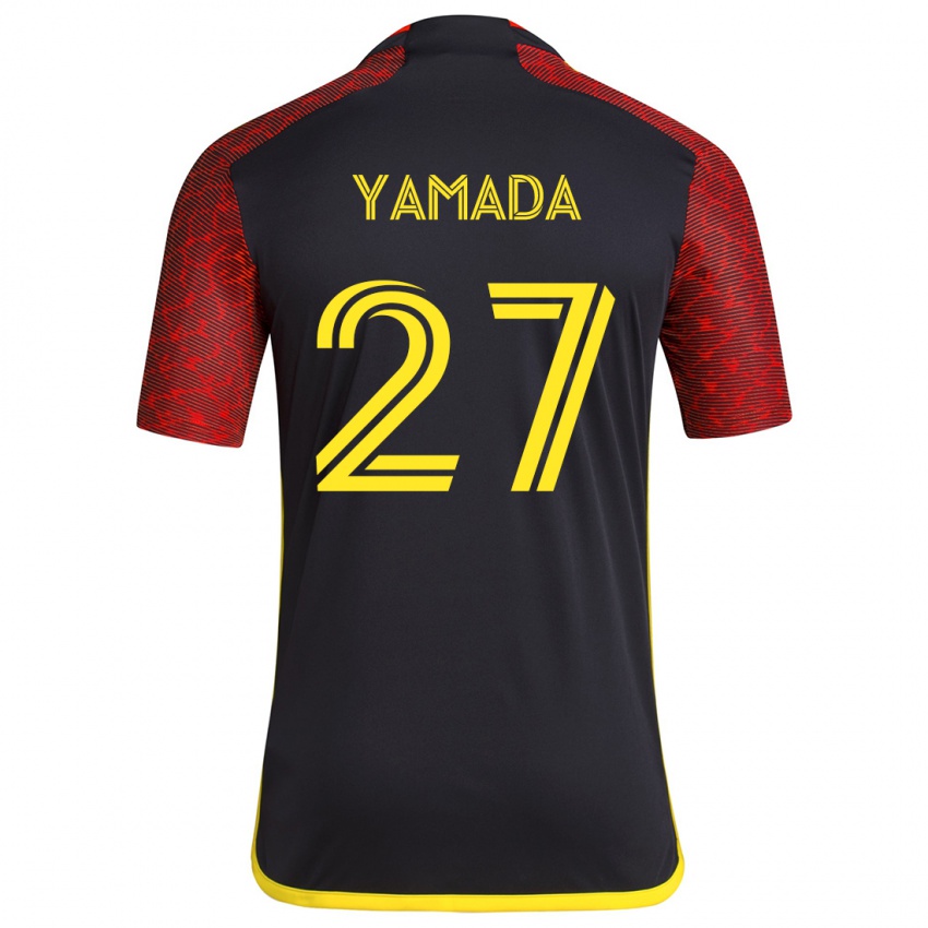 Niño Camiseta Hikari Yamada #27 Negro Rojo 2ª Equipación 2024/25 La Camisa Perú