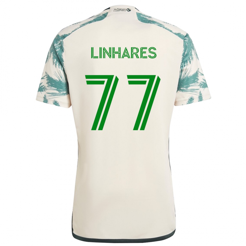 Niño Camiseta Kyle Linhares #77 Beige Marrón 2ª Equipación 2024/25 La Camisa Perú