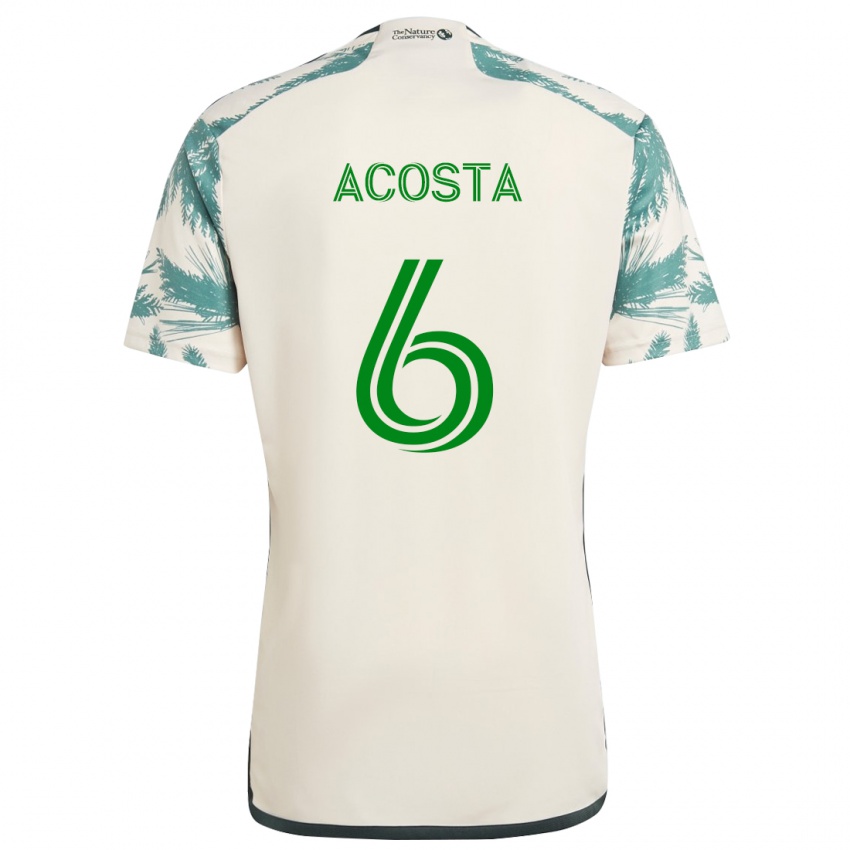 Niño Camiseta Bryan Acosta #6 Beige Marrón 2ª Equipación 2024/25 La Camisa Perú