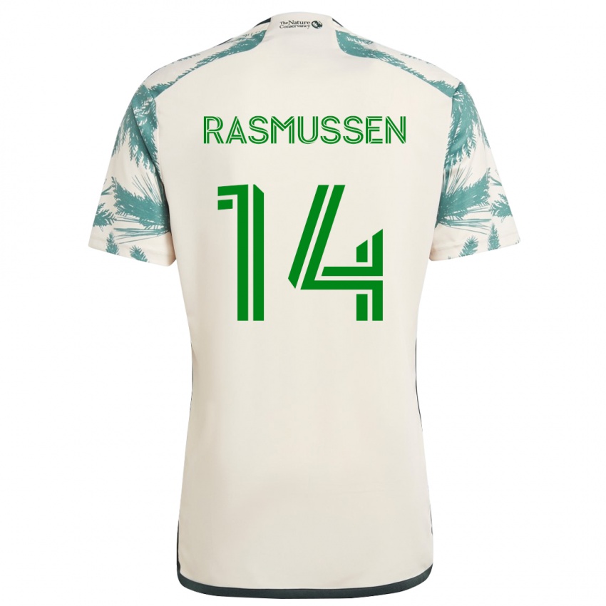 Niño Camiseta Justin Rasmussen #14 Beige Marrón 2ª Equipación 2024/25 La Camisa Perú