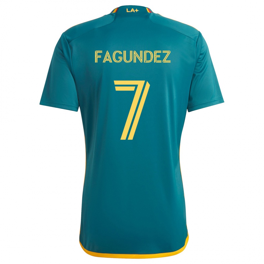 Niño Camiseta Diego Fagúndez #7 Verde Amarillo 2ª Equipación 2024/25 La Camisa Perú