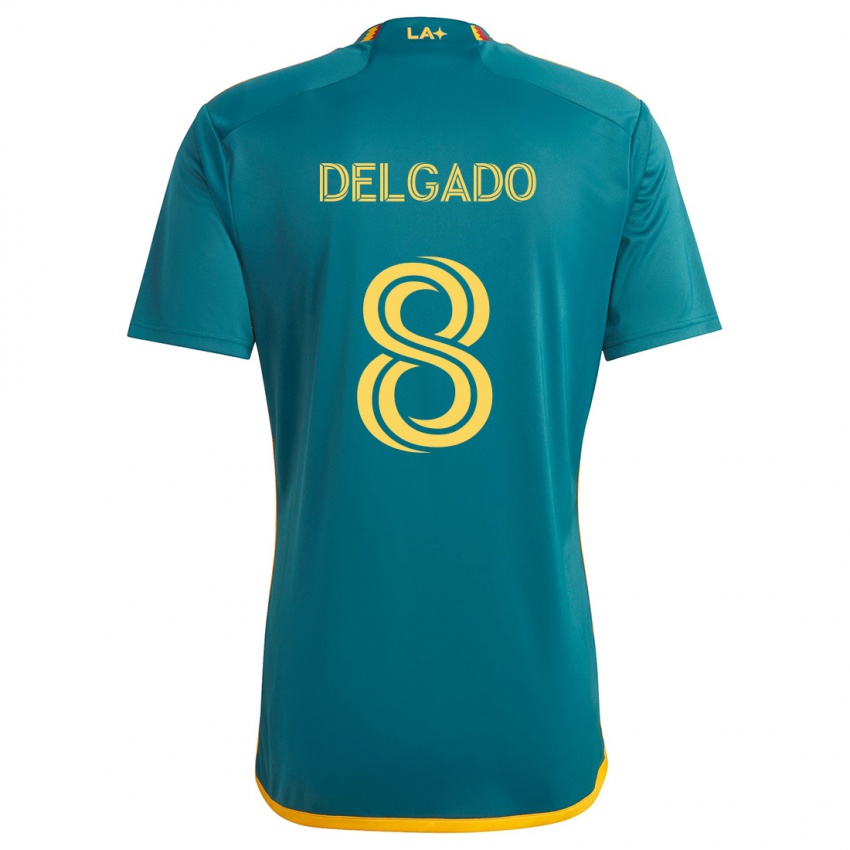 Niño Camiseta Mark Delgado #8 Verde Amarillo 2ª Equipación 2024/25 La Camisa Perú