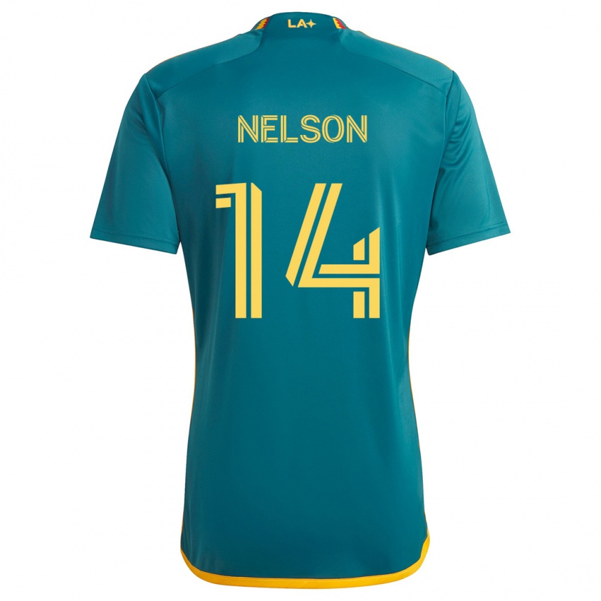 Niño Camiseta John Nelson #14 Verde Amarillo 2ª Equipación 2024/25 La Camisa Perú