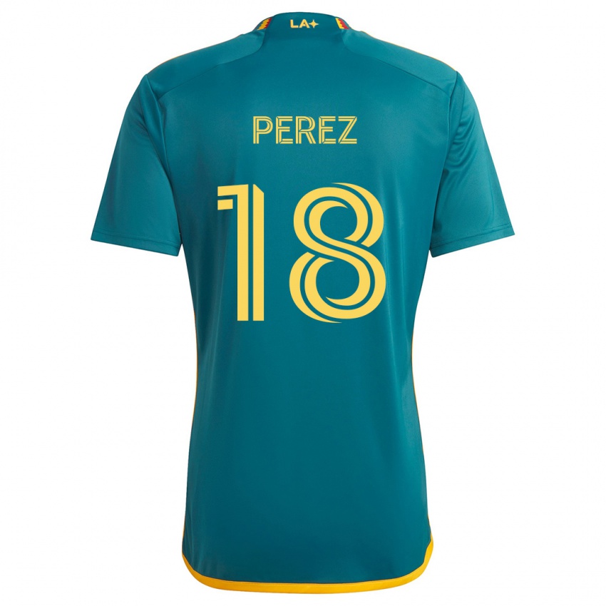 Niño Camiseta Jonathan Pérez #18 Verde Amarillo 2ª Equipación 2024/25 La Camisa Perú