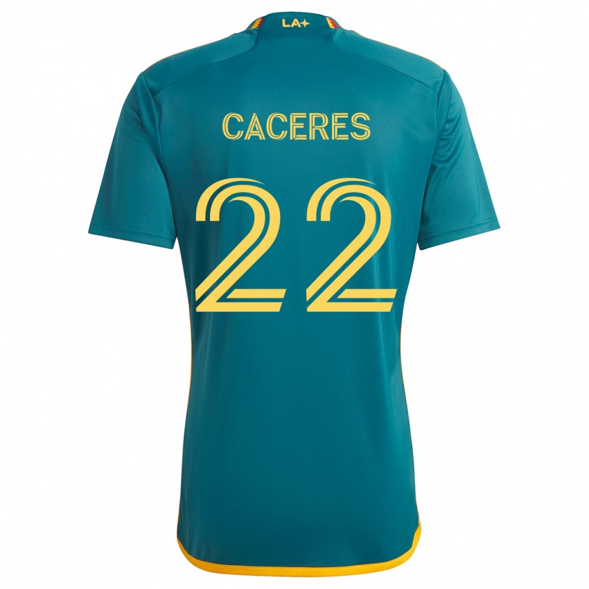 Niño Camiseta Martín Cáceres #22 Verde Amarillo 2ª Equipación 2024/25 La Camisa Perú