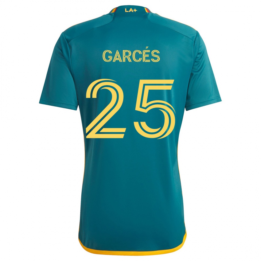 Niño Camiseta Carlos Garcés #25 Verde Amarillo 2ª Equipación 2024/25 La Camisa Perú