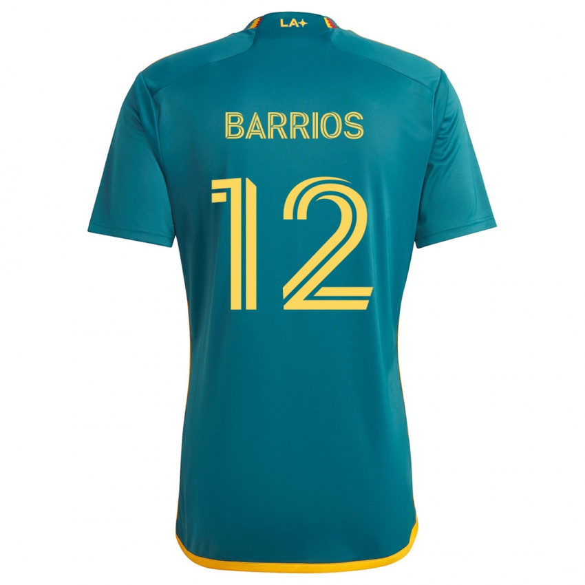 Niño Camiseta Michael Barrios #12 Verde Amarillo 2ª Equipación 2024/25 La Camisa Perú