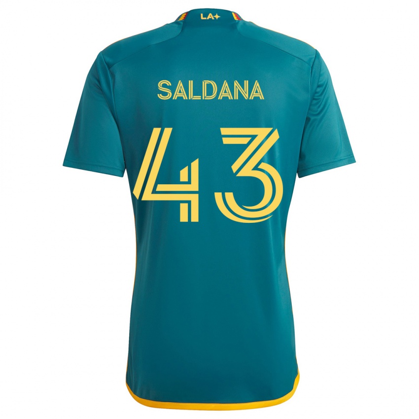 Niño Camiseta Adam Saldaña #43 Verde Amarillo 2ª Equipación 2024/25 La Camisa Perú