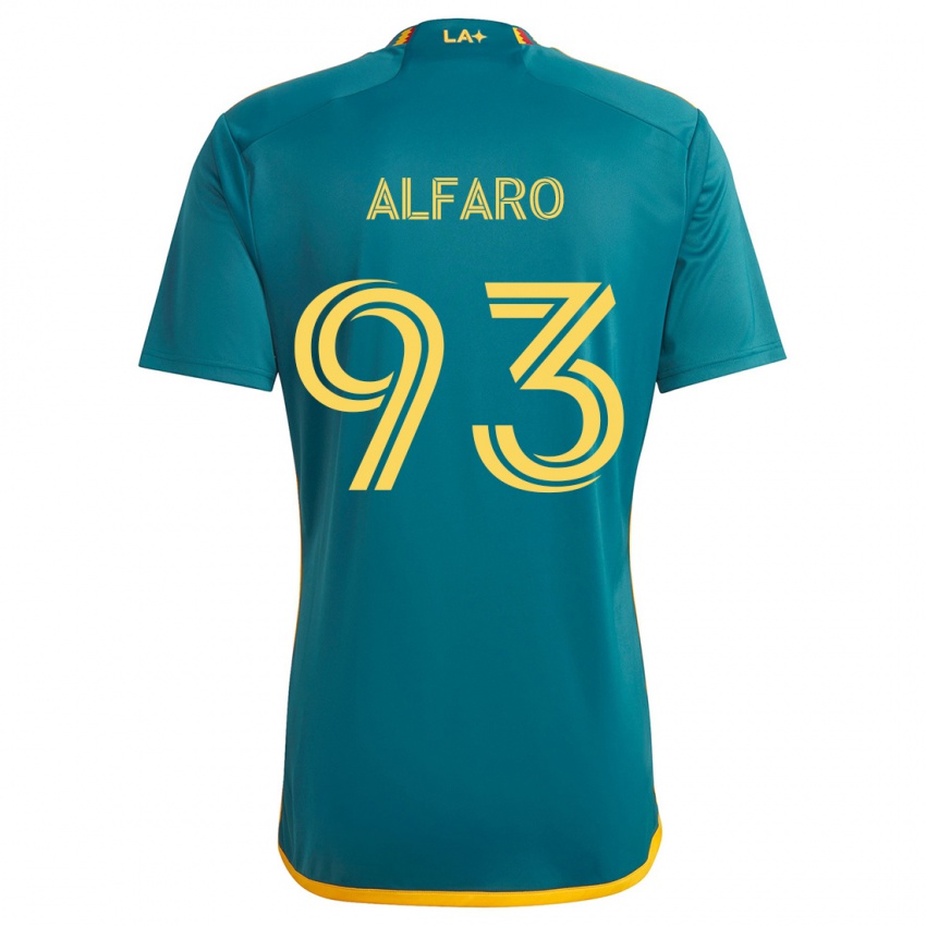 Niño Camiseta Tony Alfaro #93 Verde Amarillo 2ª Equipación 2024/25 La Camisa Perú