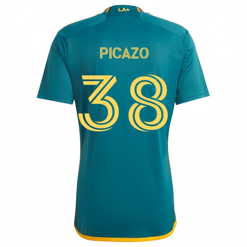 Niño Camiseta Axel Picazo #38 Verde Amarillo 2ª Equipación 2024/25 La Camisa Perú