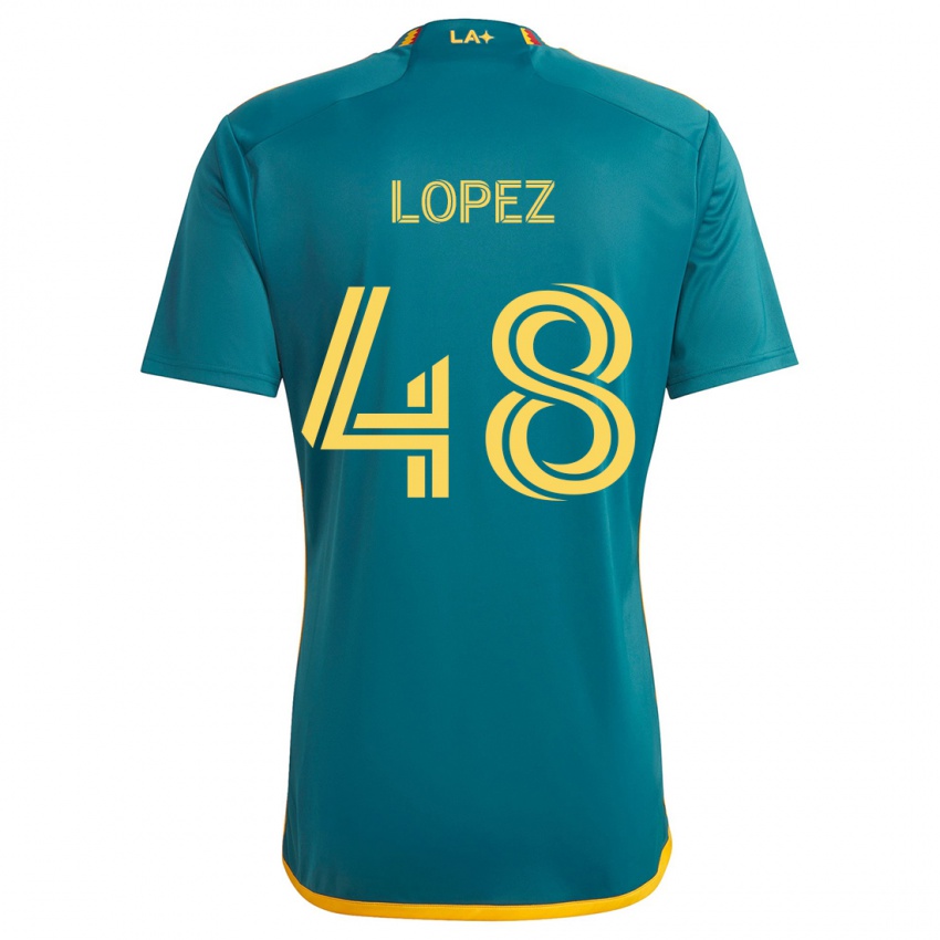 Niño Camiseta Diego López #48 Verde Amarillo 2ª Equipación 2024/25 La Camisa Perú