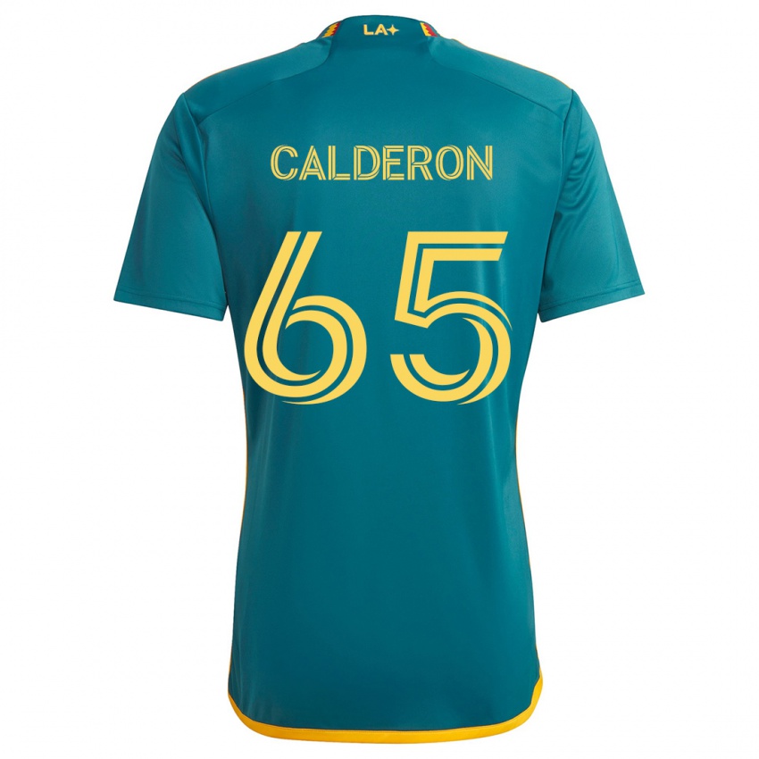 Niño Camiseta Juan Calderón #65 Verde Amarillo 2ª Equipación 2024/25 La Camisa Perú