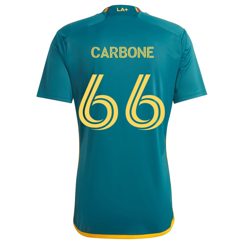 Niño Camiseta Matteo Carbone #66 Verde Amarillo 2ª Equipación 2024/25 La Camisa Perú