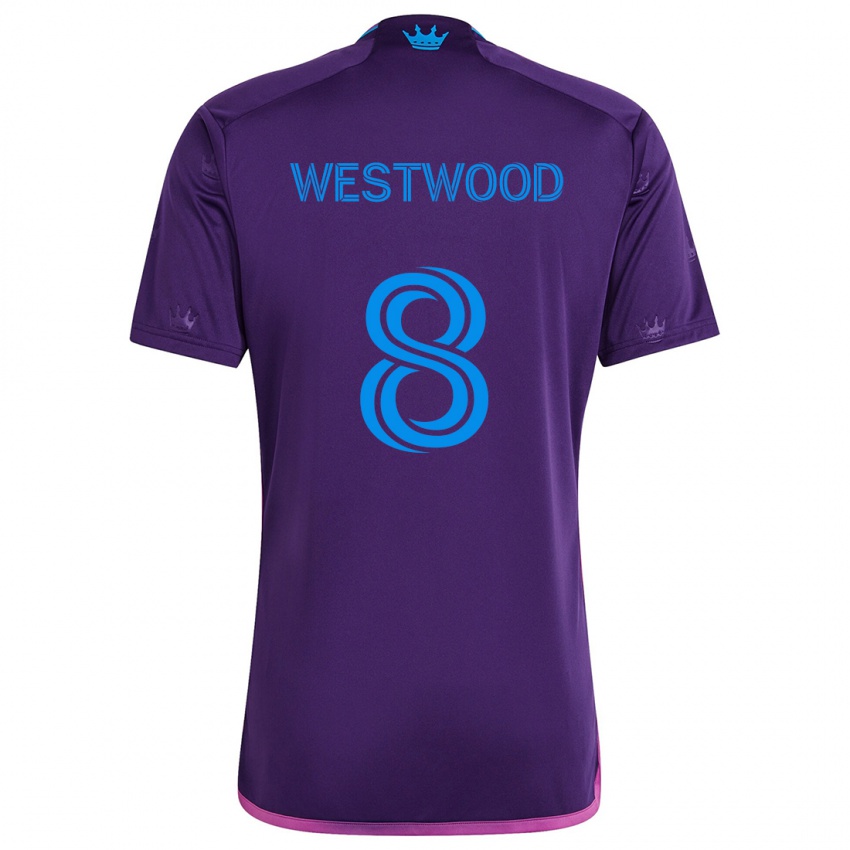 Niño Camiseta Ashley Westwood #8 Azul Morado 2ª Equipación 2024/25 La Camisa Perú