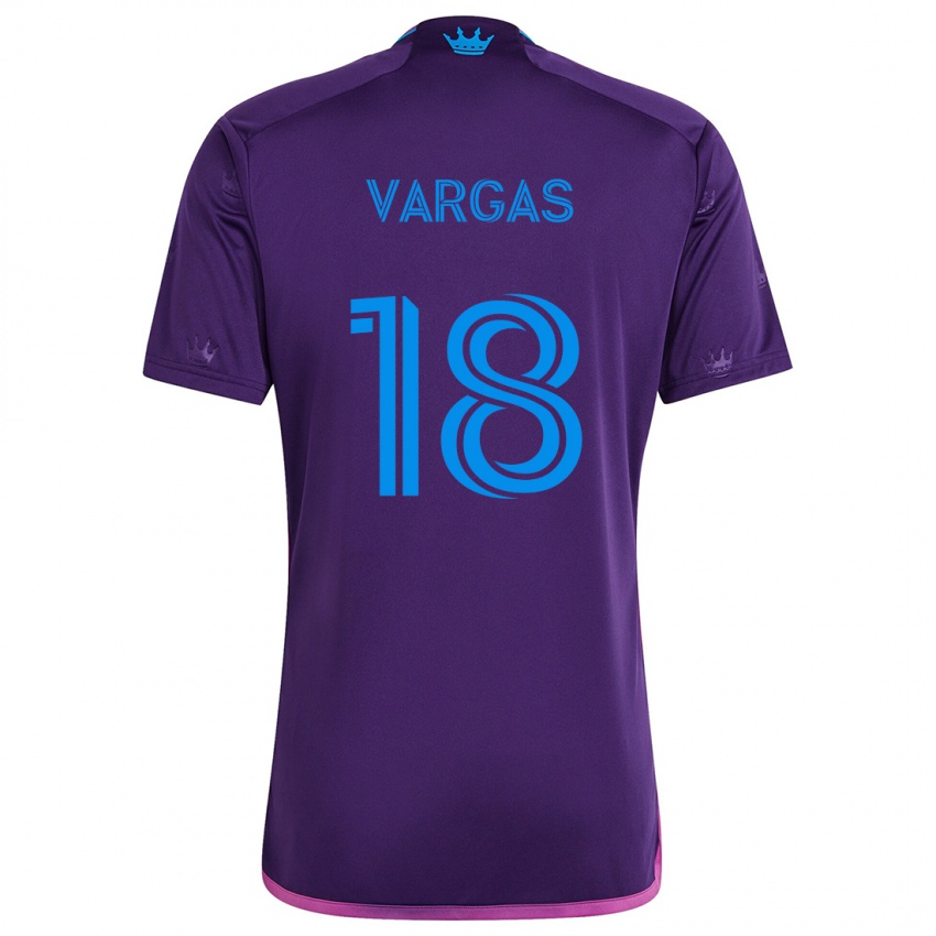 Niño Camiseta Kerwin Vargas #18 Azul Morado 2ª Equipación 2024/25 La Camisa Perú